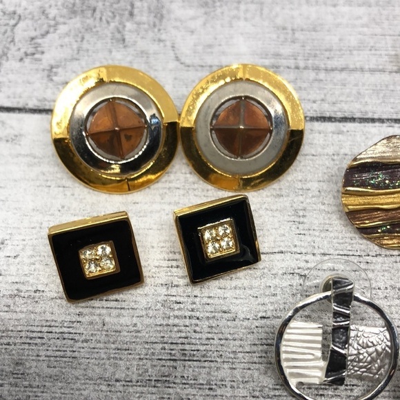 Curated bundle modernist style geometric modern & vintage earrings lot 4 - Picture 2 of 4